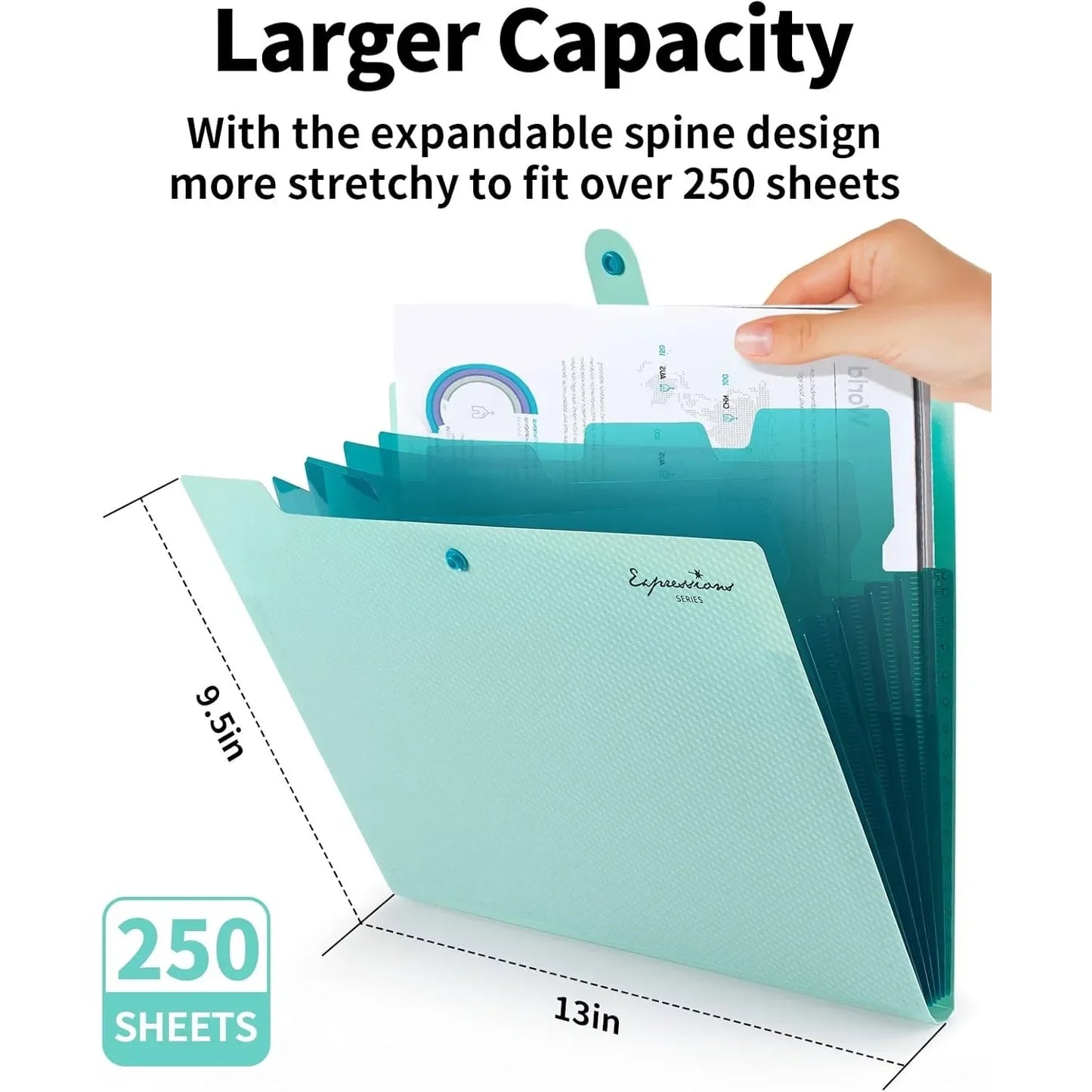 Expandable File Folder With 5 Pockets Polypropylene Organizer Office