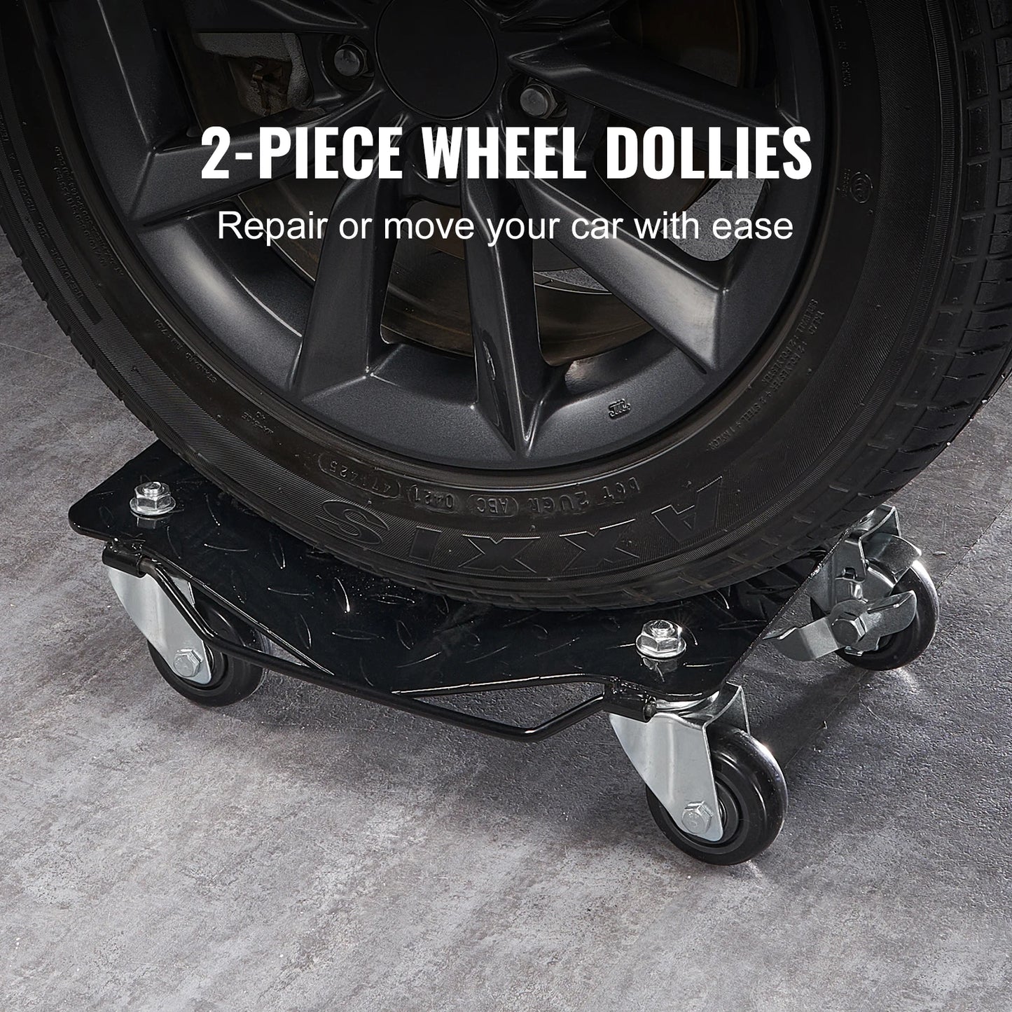 SucceBuy Car Tire Wheel Trolley Dollies 2/4PCS 1500lb Weight Capacity Vehicle Skate Moving Tire with 4 Casters Auto Repair Mover