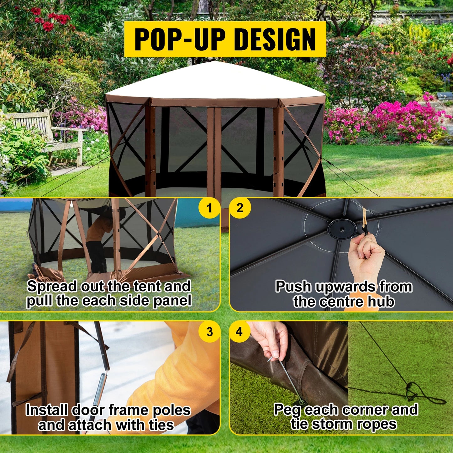 SucceBuy Pop Up Camping Gazebo Shelter for Outdoor Parties