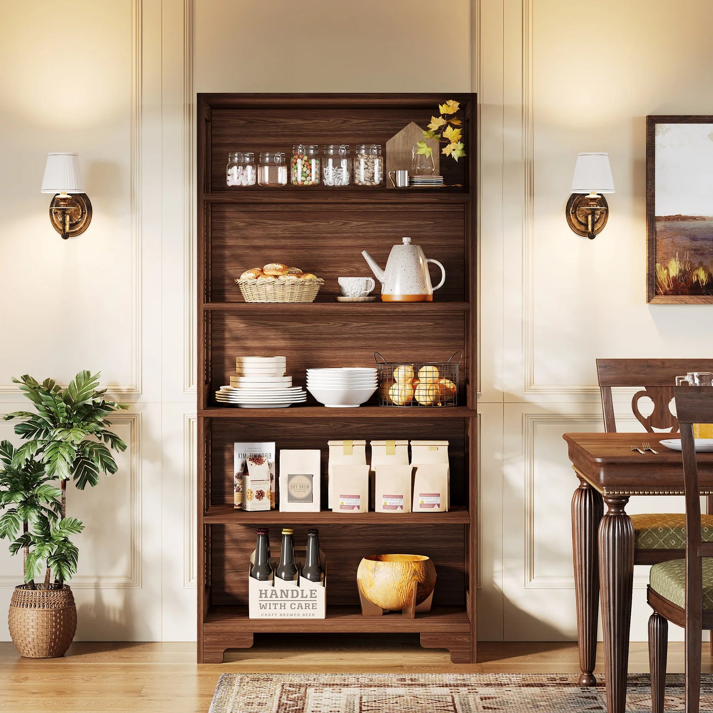 Tribesigns 6-Tier Bookcase, 71 Inches Industrial Bookshelves and Bookcases, Floor Standing 5 Shelf Display Storage Shelves