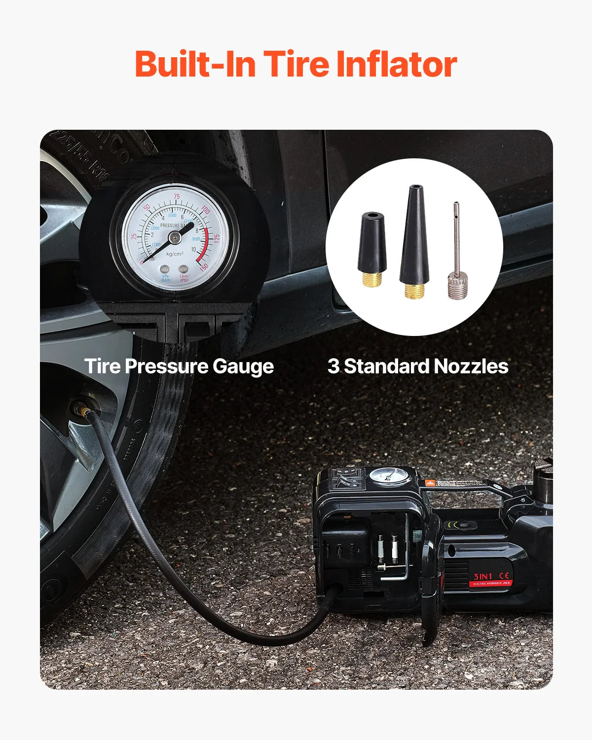 VEVOR 5T Electric Car Jack 12V Tire Changer LED Light