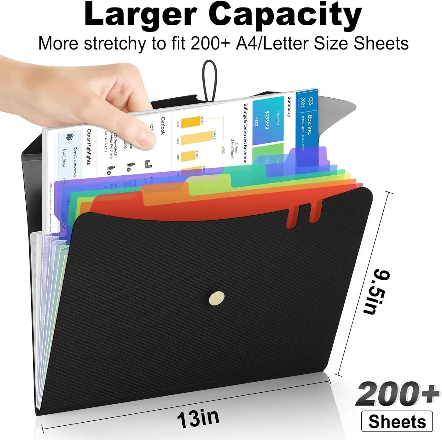 Expandable File Folder With 5 Pockets Polypropylene Organizer Office