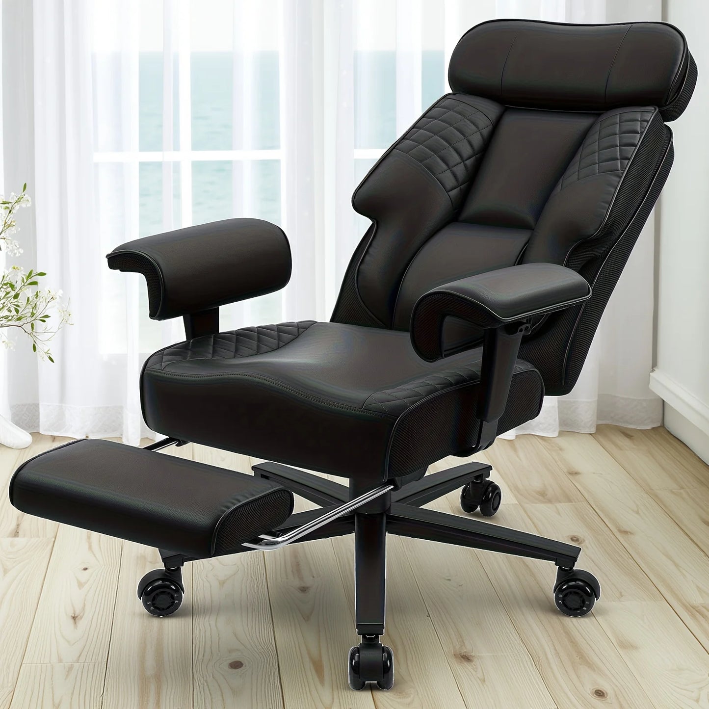 Executive Office Chair With Foot Rest And Lumbar Support