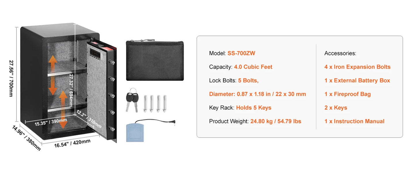 SucceBuy Safe Box with Key Lock Password and Fingerprint Access