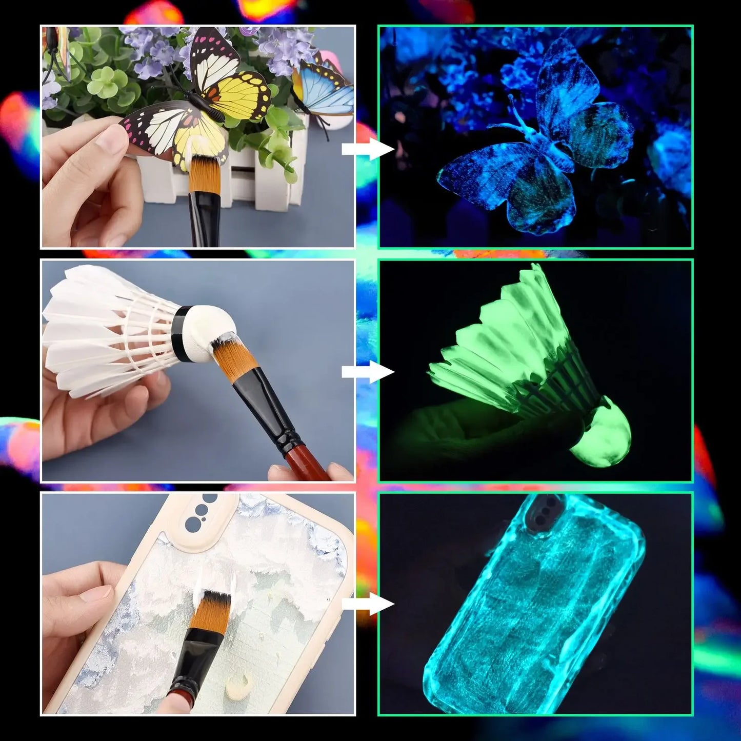 Water Based Luminous Fluorescent Paints Glow In The Dark Acrylics