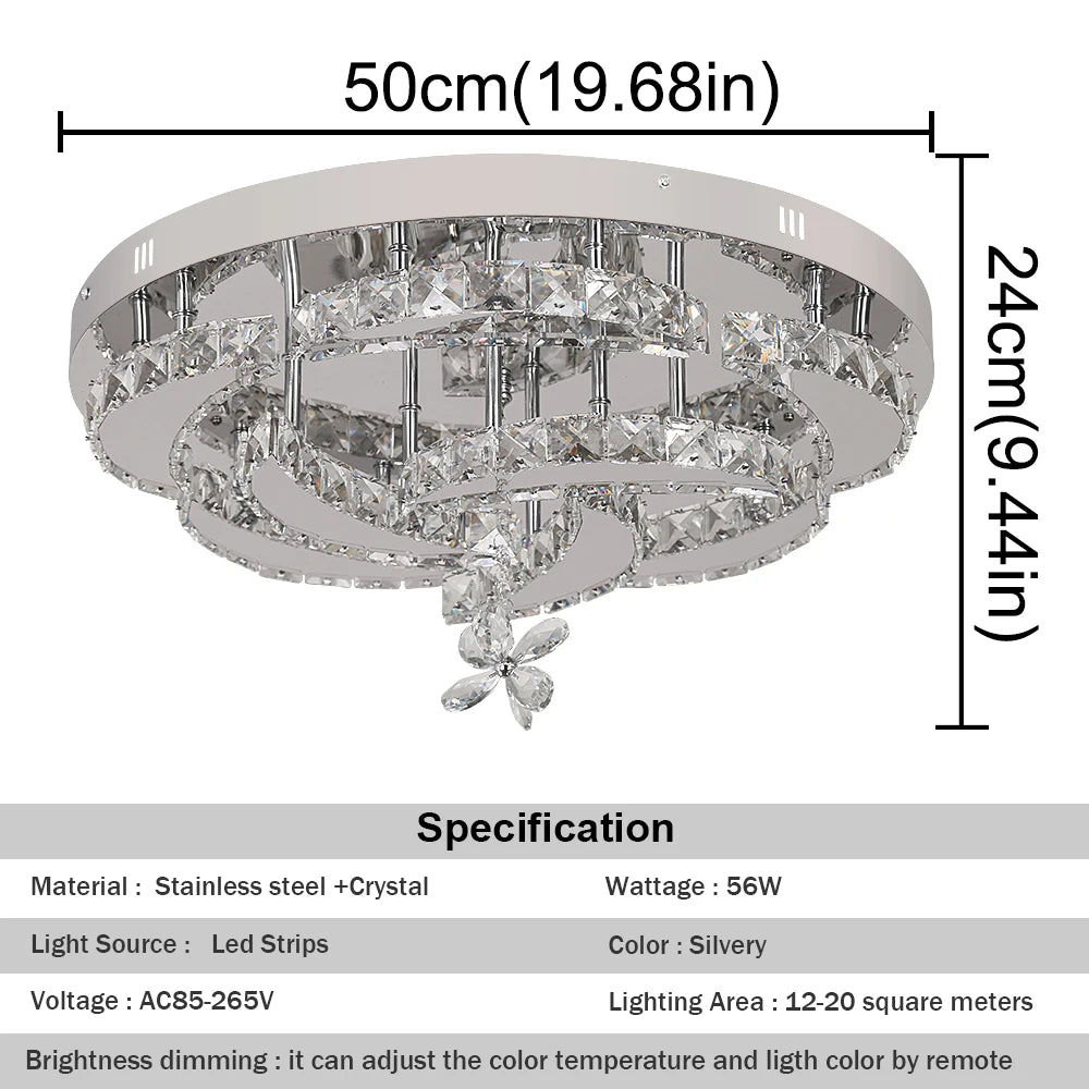 VETRULUS Luxury K9 Crystal Chandelier Modern Ceiling Pendant Light Dimmable