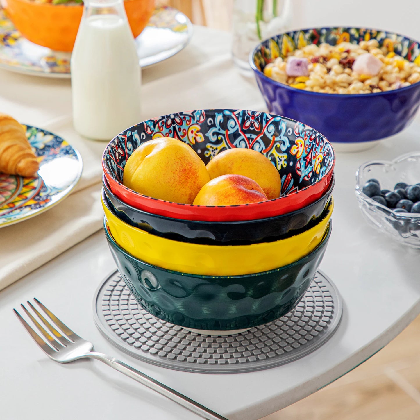 MALACASA Ceramic Dinnerware Set Bohemian Style Tableware for Six