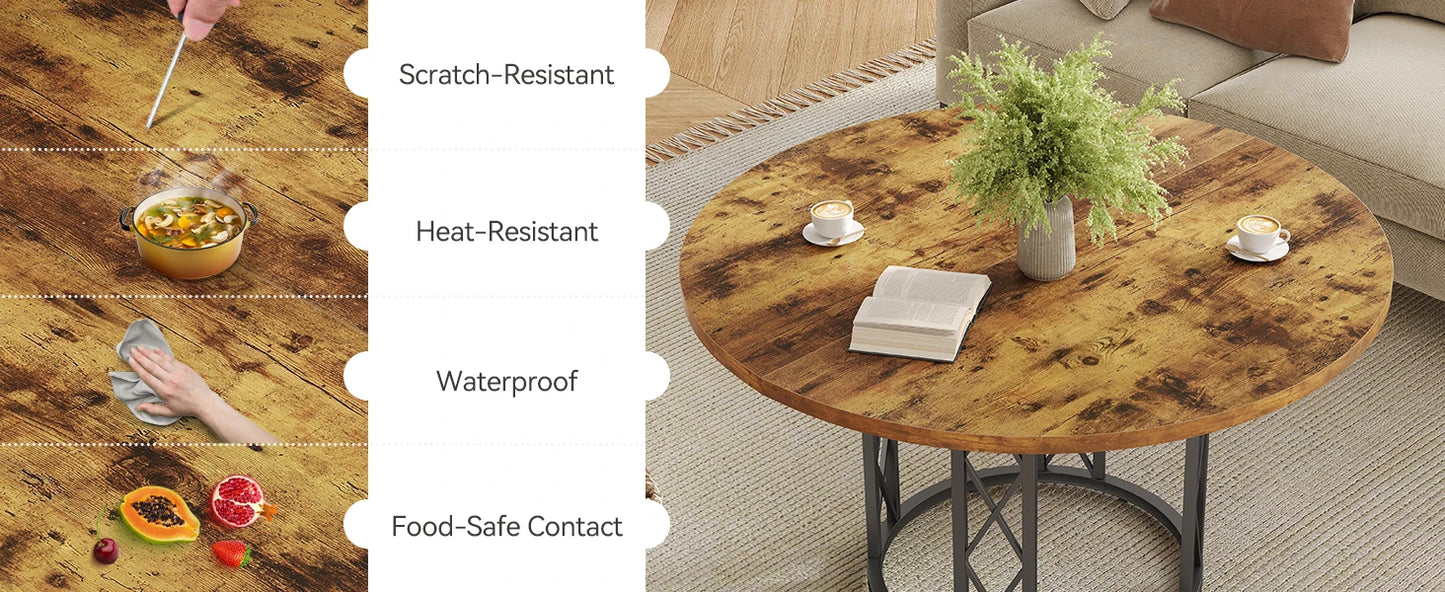 Tribesigns Round Dining Table For 4 To 6 People Farmhouse