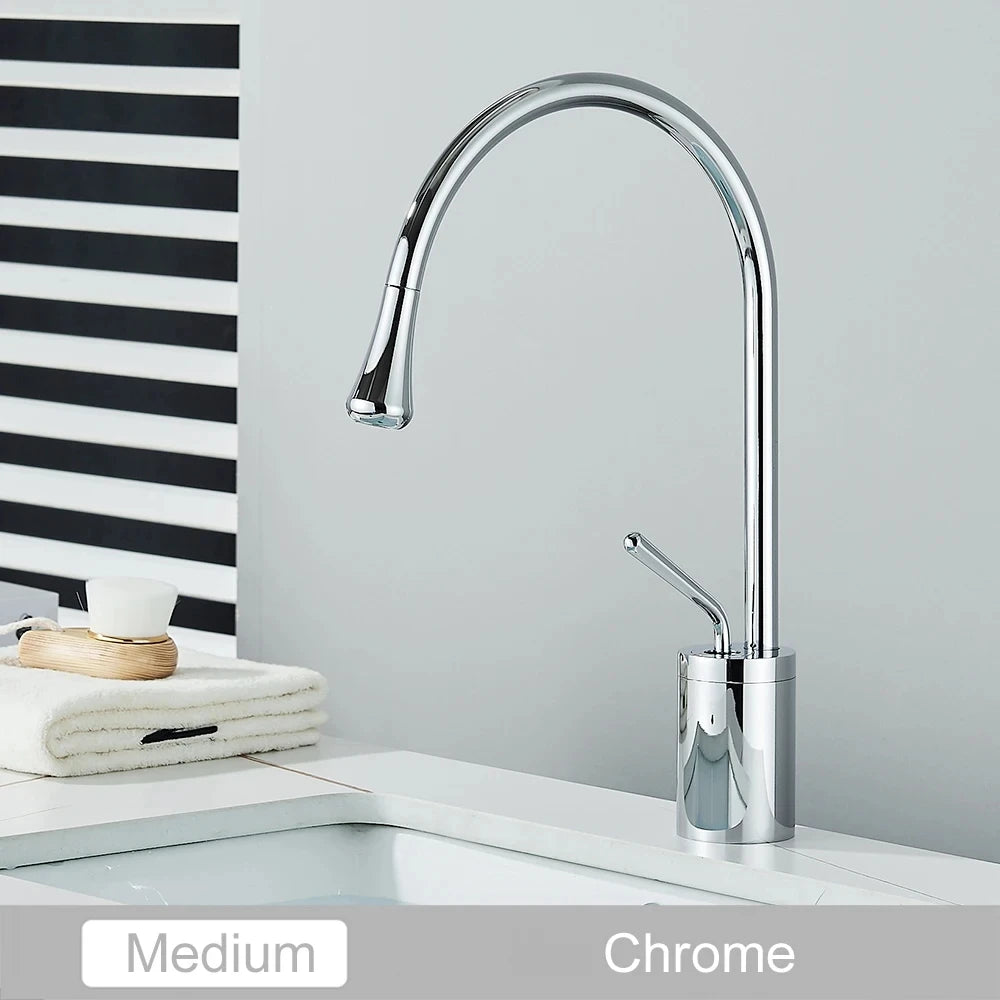 Saeuwtowy Brass Basin Faucet Deck Mounted Single Handle Hot Cold