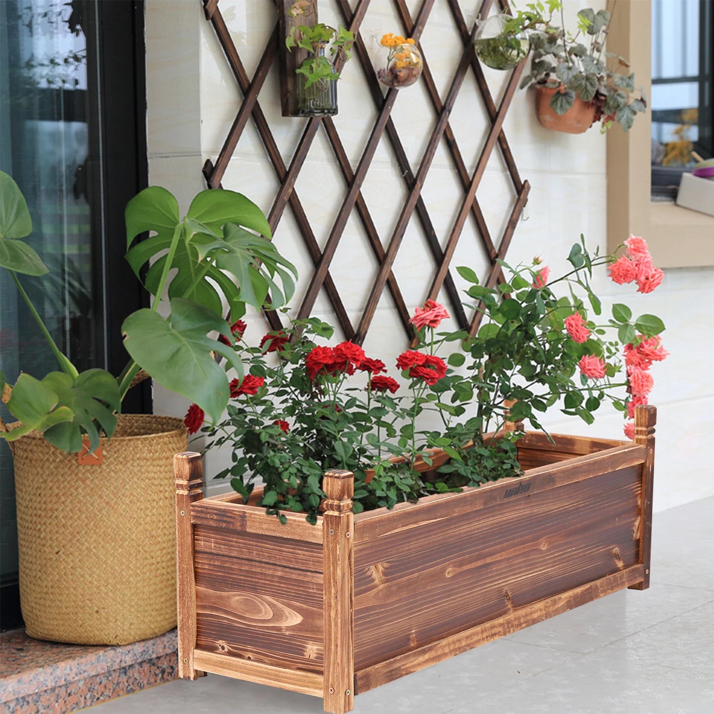 Raised Garden Bed Planter Wood Window Box For Flowers And Vegetables