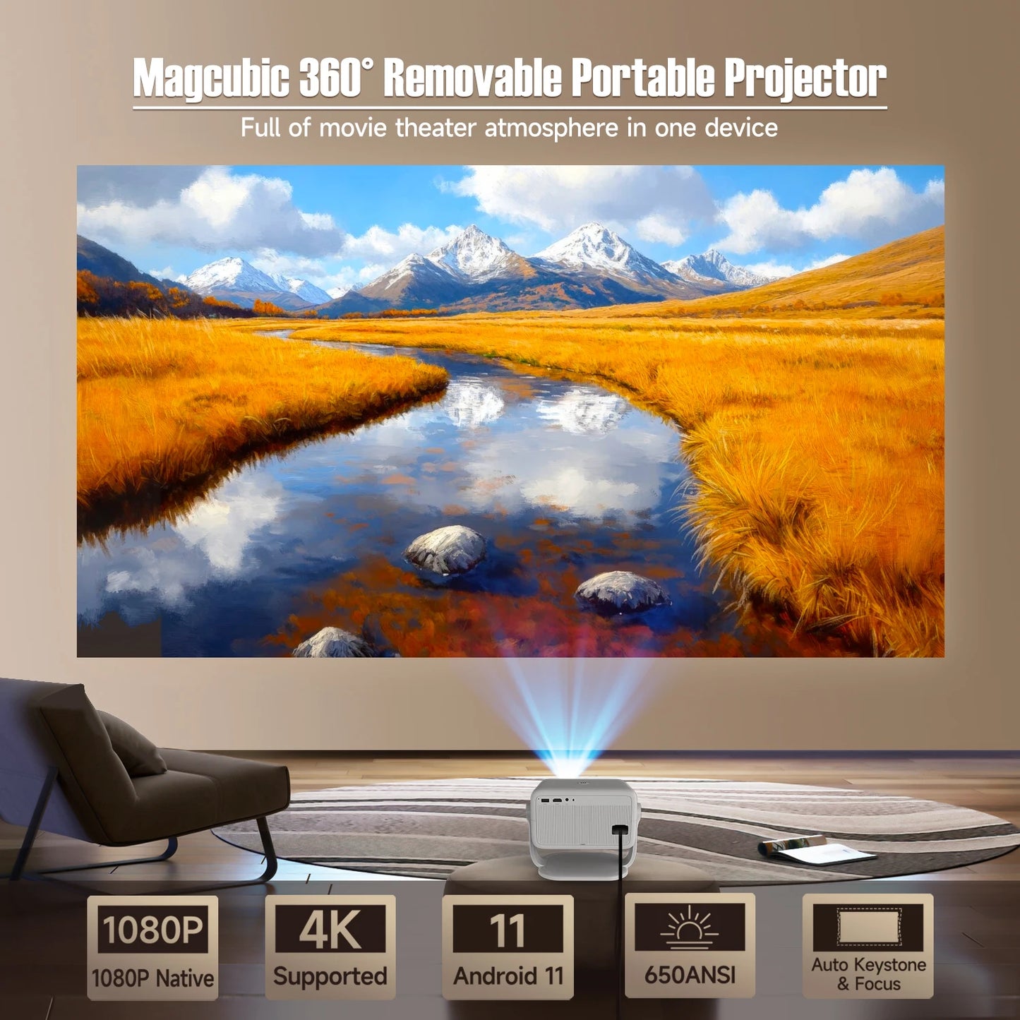 Magcubic Native 1080P Home Theater Projector With Auto Focus