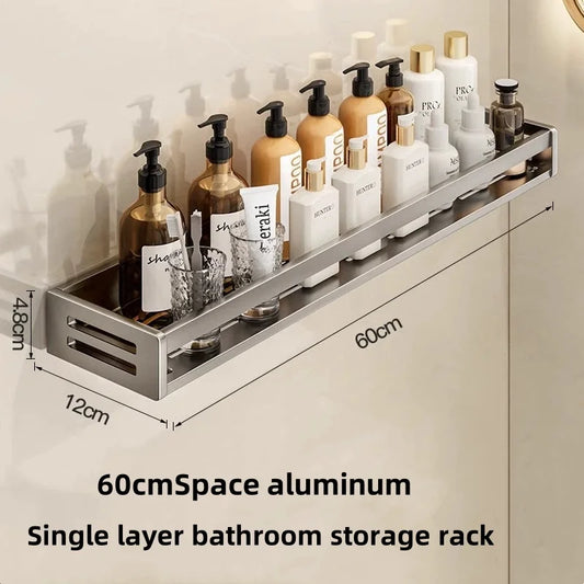 Aluminum Shower Corner Shelf Without Drilling Towel Bar Shampoo Holder