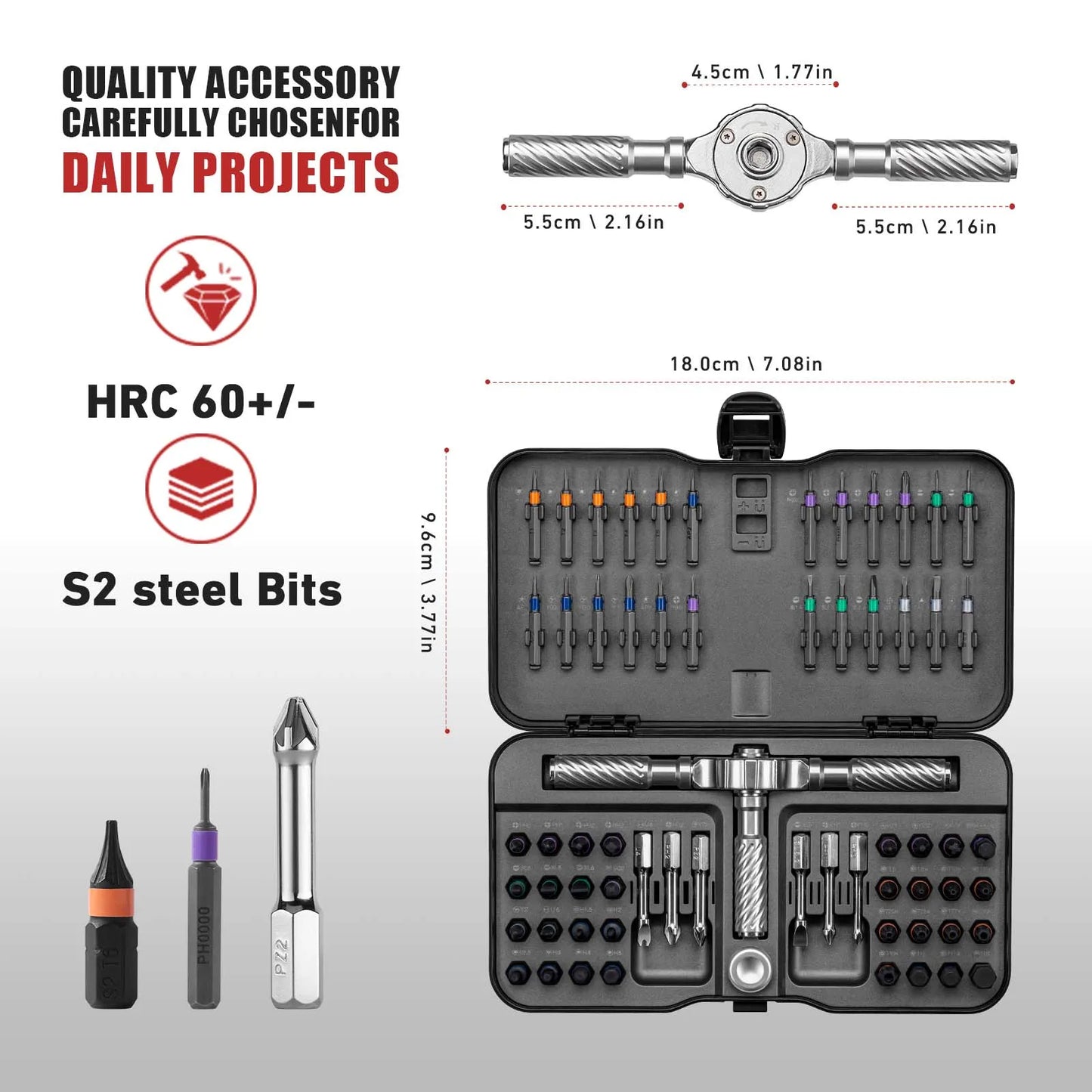 VMAN 66in1 Multifunction Ratchet Screwdriver Set with Magnetic Bits
