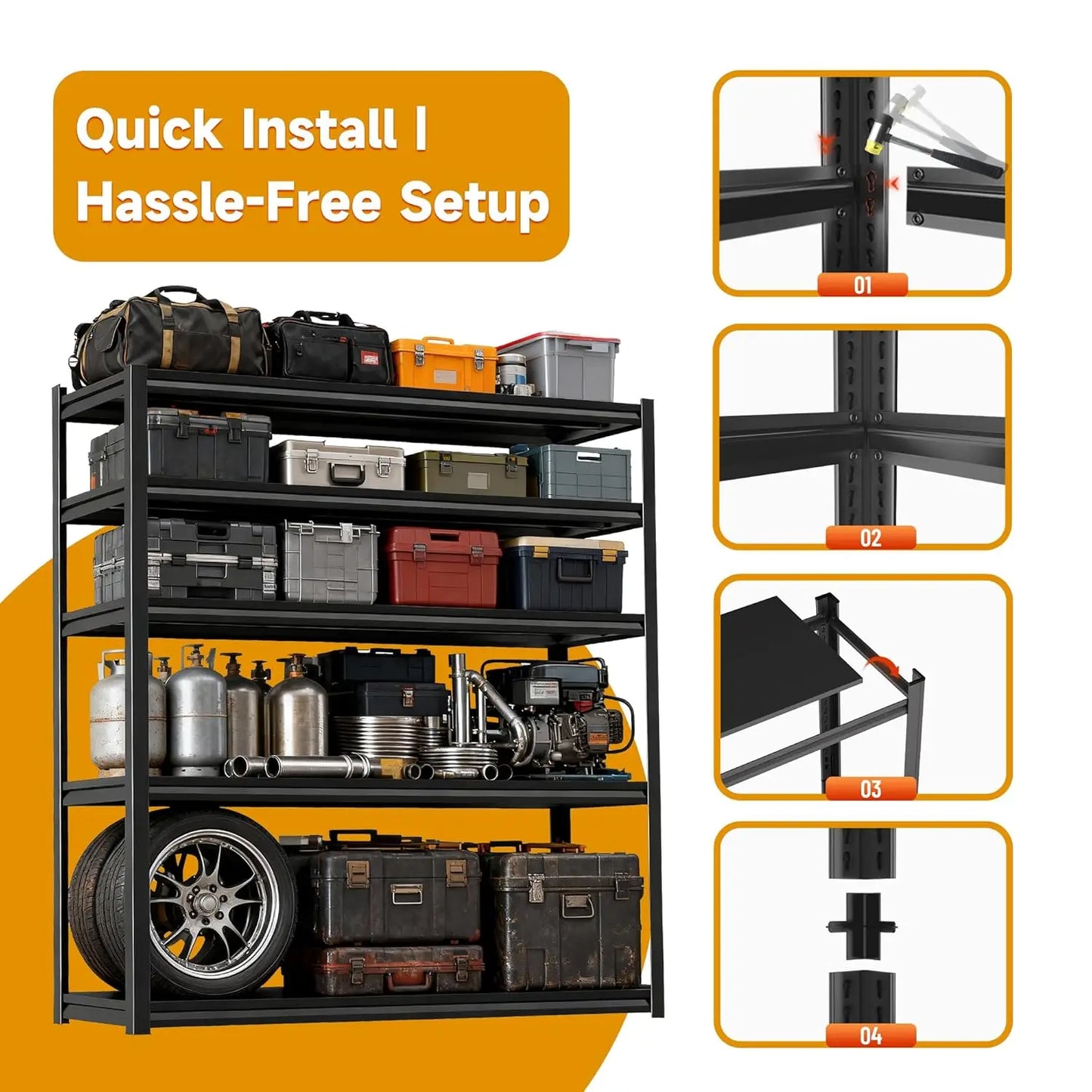 ZHILU Heavy Duty Garage Shelving Unit 5 Tier Steel Storage