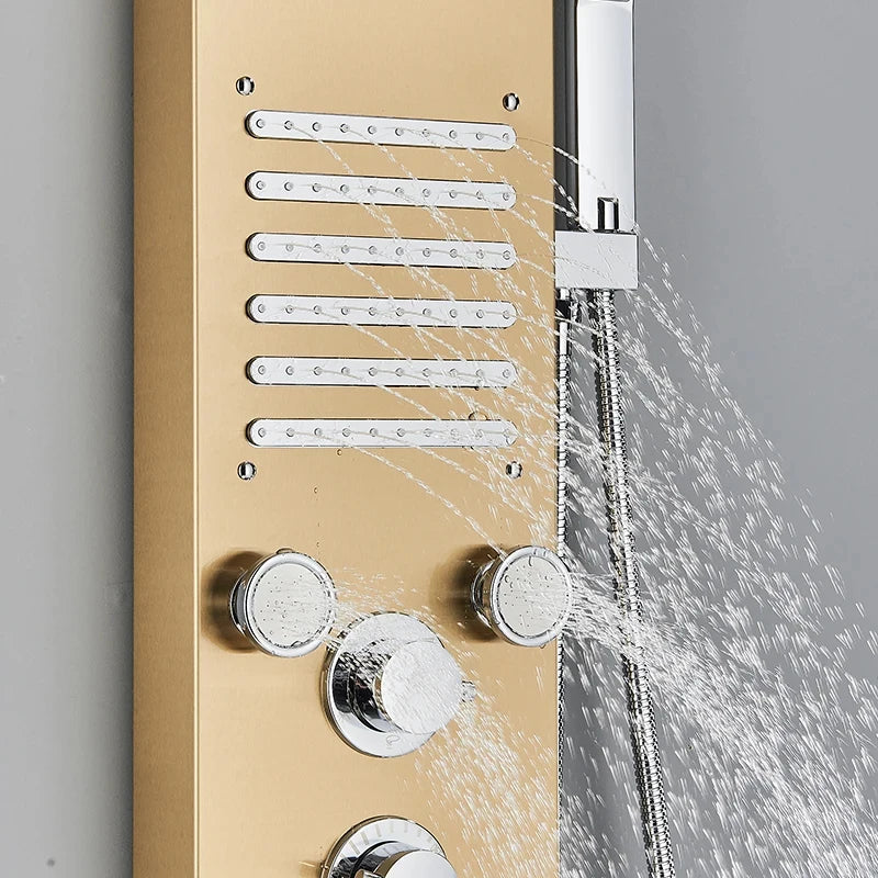 MYQualife Shower Panel LED Light Bath Column With Waterfall Jets