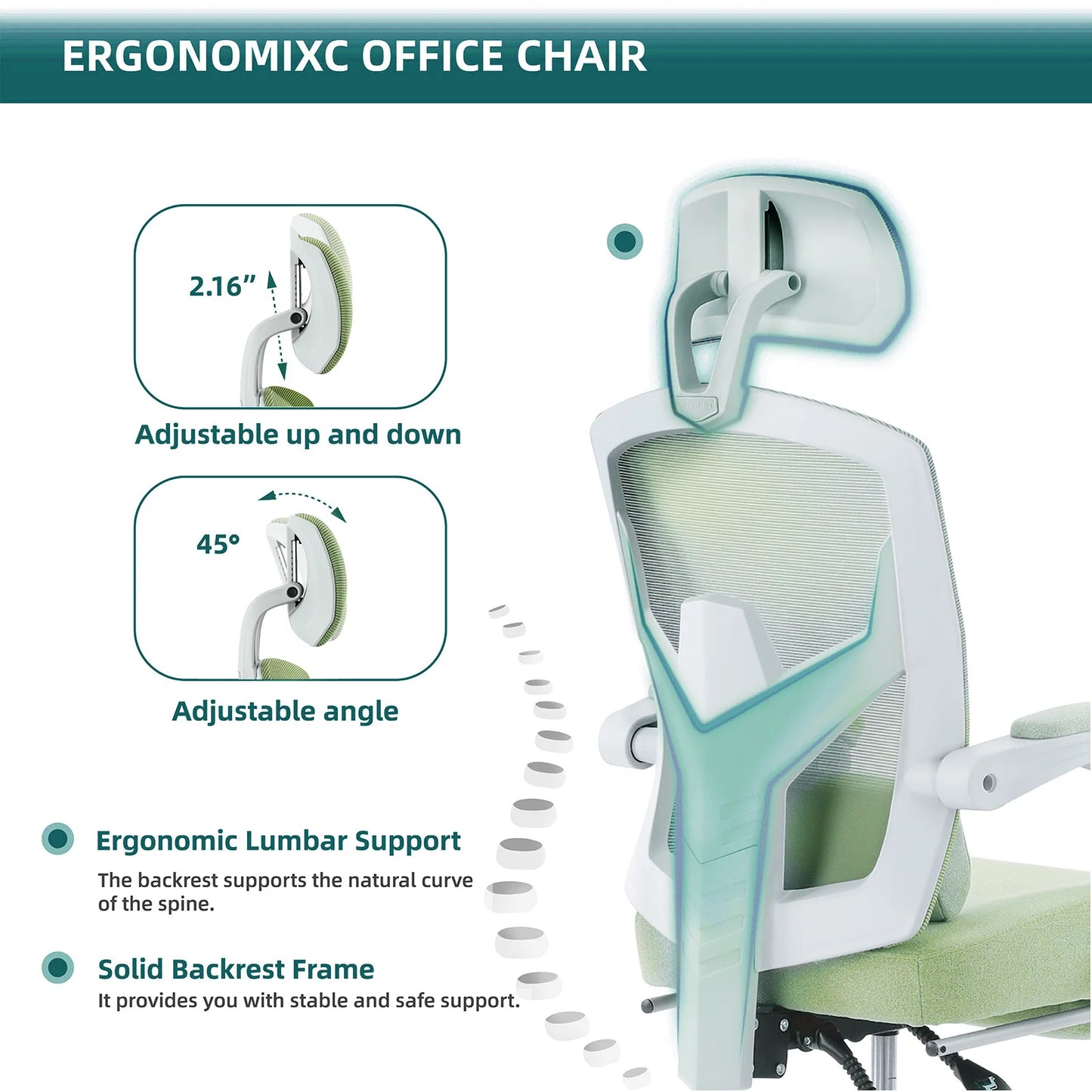 JHK Reclining Ergonomic High Back Mesh Office Chair Lumbar Support