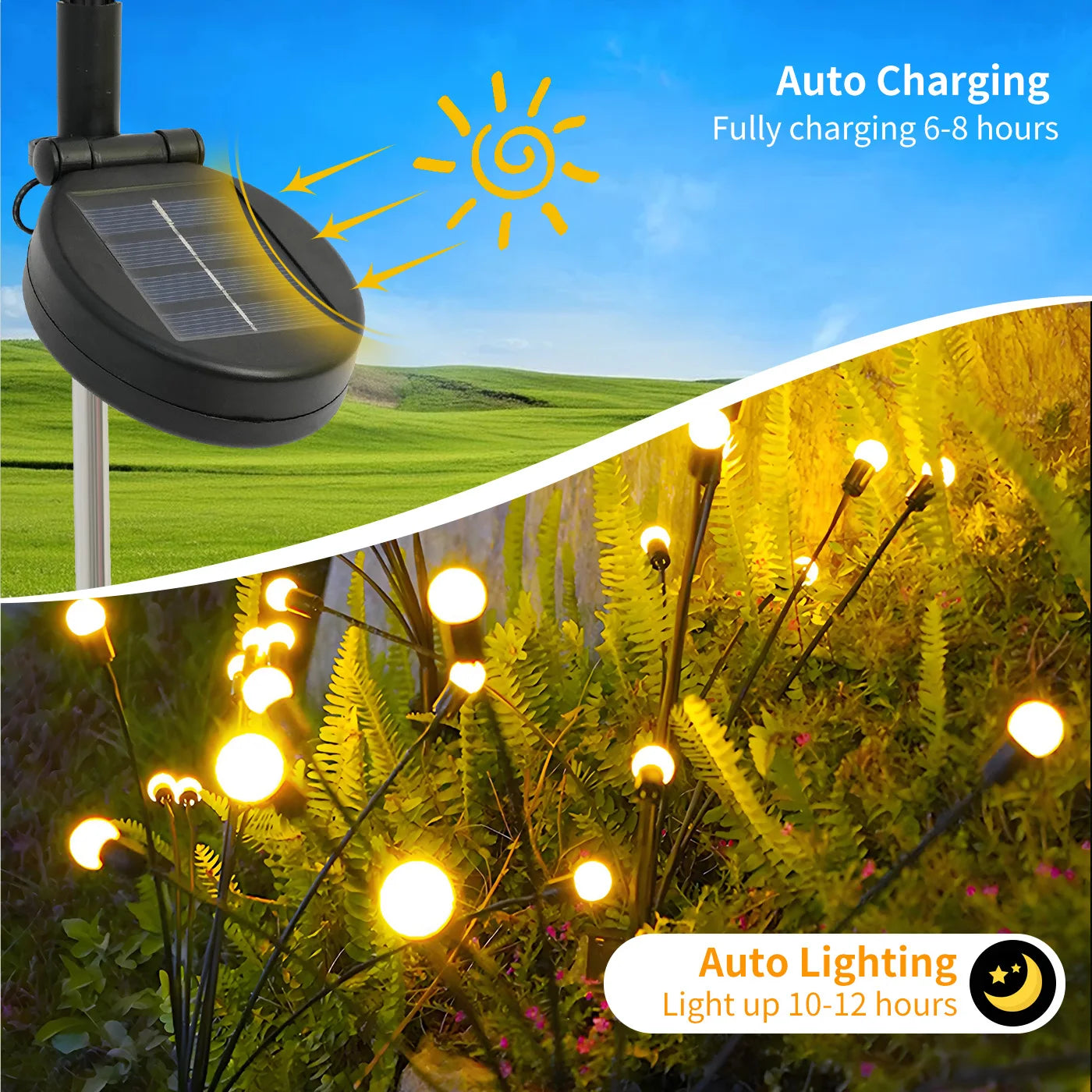 8 Head Solar Firefly LED Outdoor Decorative Garden Pathway Lights