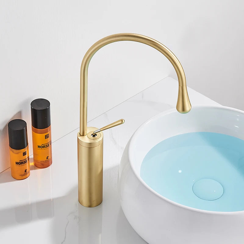 Saeuwtowy Brass Basin Faucet Deck Mounted Single Handle Hot Cold