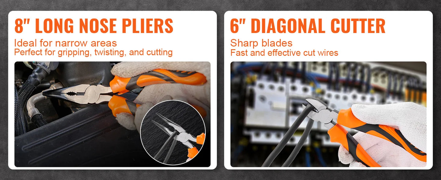SucceBuy 8-Piece Pliers Set High Carbon Steel 12"/10"/8"Groove Joint Pliers 8"Linesman's Pliers 6"Slip Joint Pliers and Tool Bag