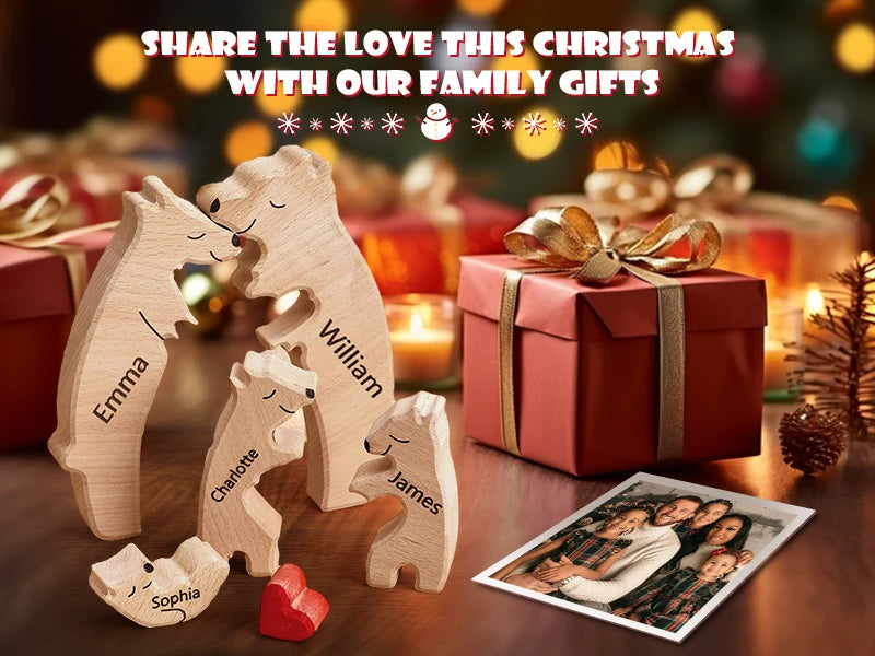 NONEDropshipping Bear Family Wooden Puzzle With Free Engraving Name