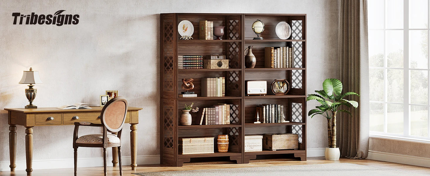 Tribesigns 6-Tier Bookcase, 71 Inches Industrial Bookshelves and Bookcases, Floor Standing 5 Shelf Display Storage Shelves
