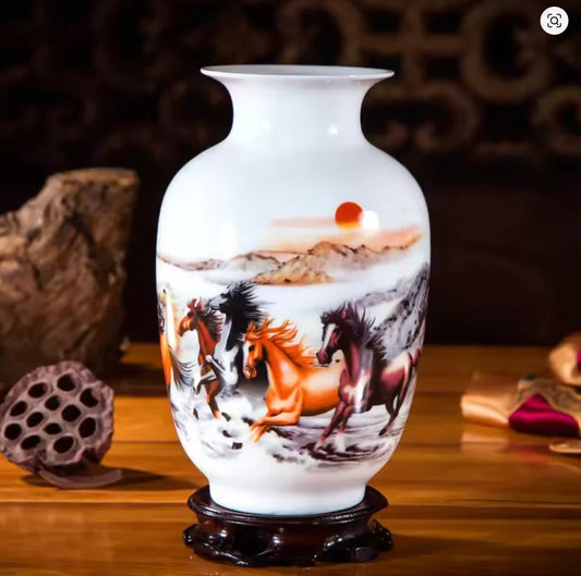 Wang Ni Er Qi Jingdezhen Ceramic Vase Vintage Chinese Decor