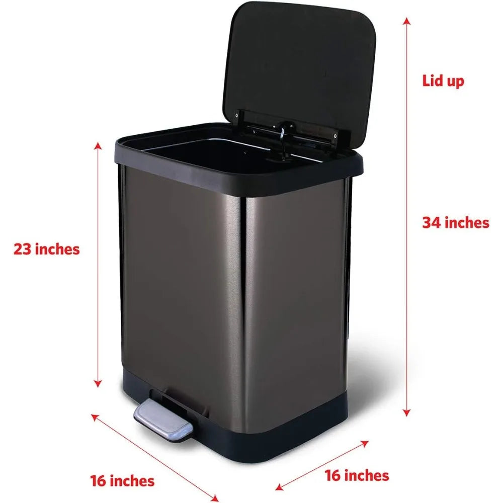 DAFIFY Stainless Steel Step Trash Can With Odor Protection