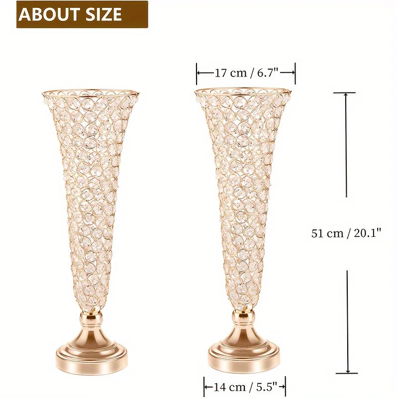Two Crystal Vases Center Table Decor For Weddings And Home