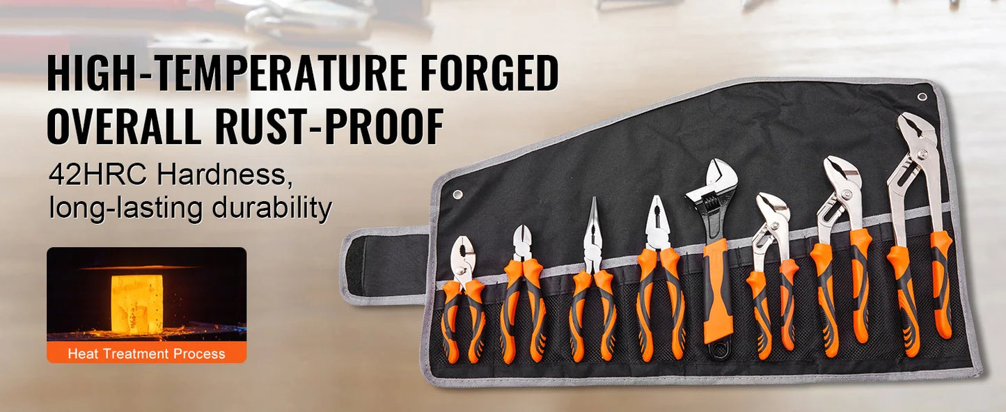 SucceBuy 8-Piece Pliers Set High Carbon Steel 12"/10"/8"Groove Joint Pliers 8"Linesman's Pliers 6"Slip Joint Pliers and Tool Bag