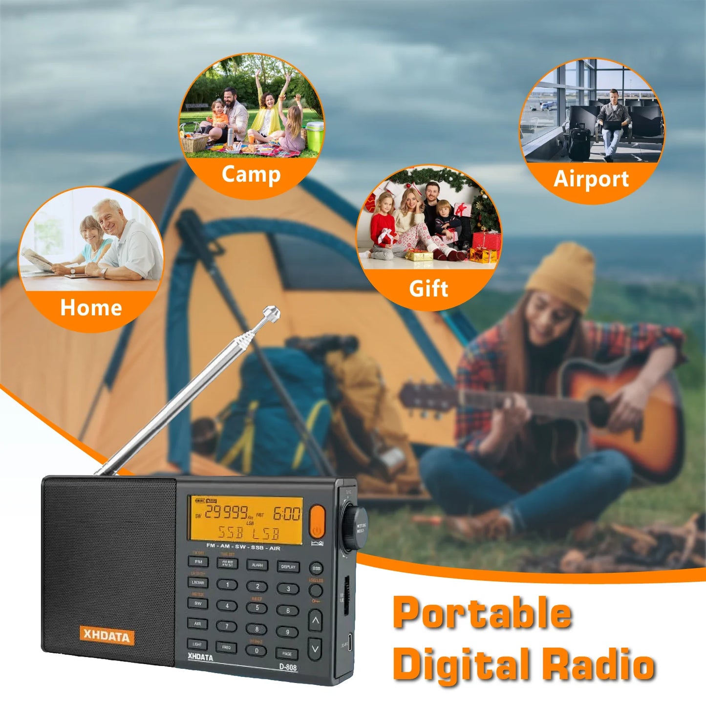 XHDATA D808 Multiband Radio Long Range AM FM SW MW