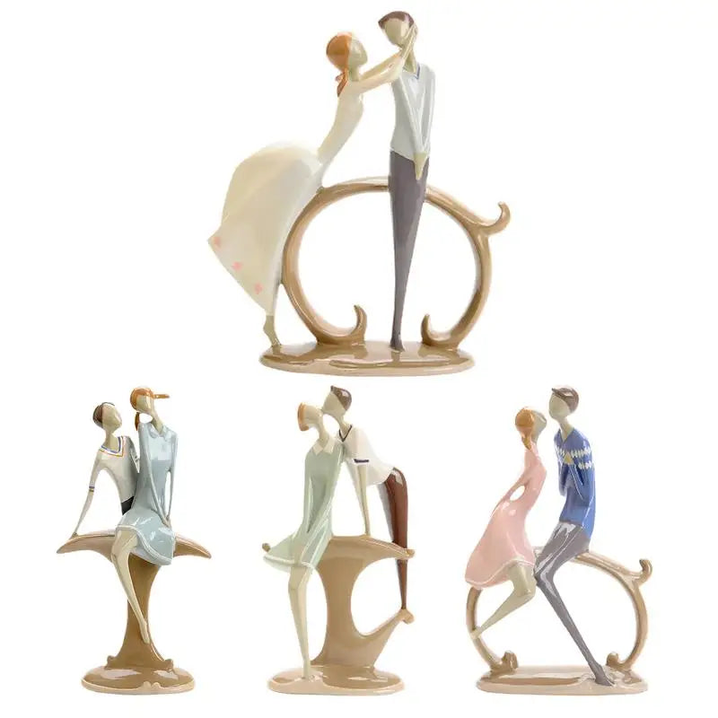 Monokweepjy Couple Sculpture Resin Lovers Figurines Home Decor