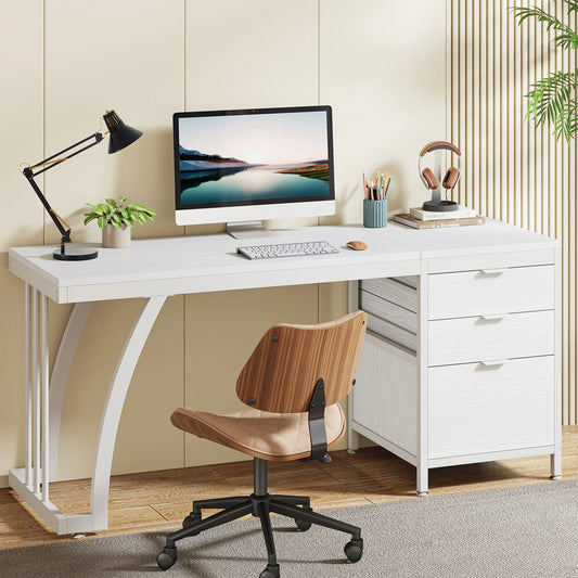 Tribesigns Computer Desk With Three Drawers And Reversible Design