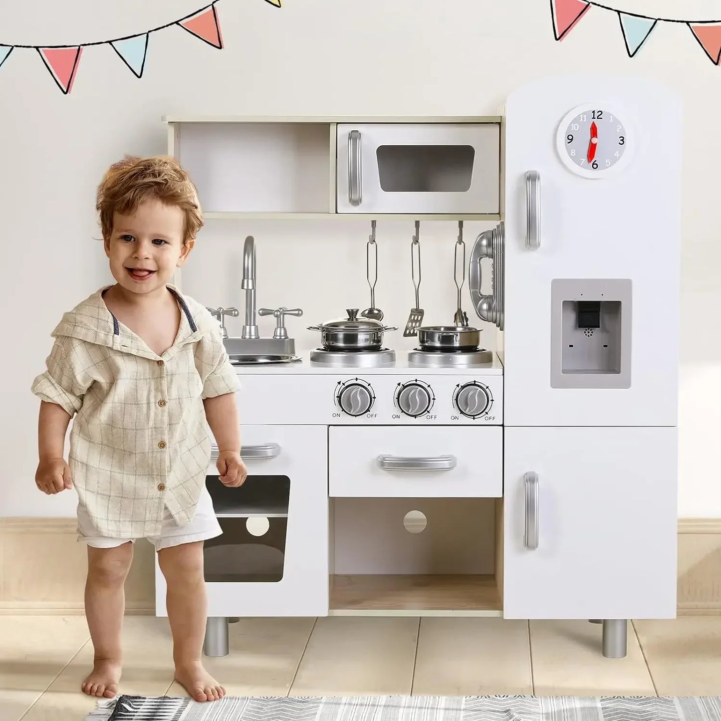 AuAg Wooden Play Kitchen Set With Lights And Sounds
