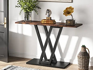 LITTLE TREE Industrial Console Table for Entryway and Living Room