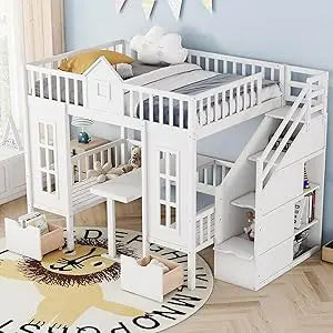 Loft Bed With Built In Storage Wardrobe And Windows