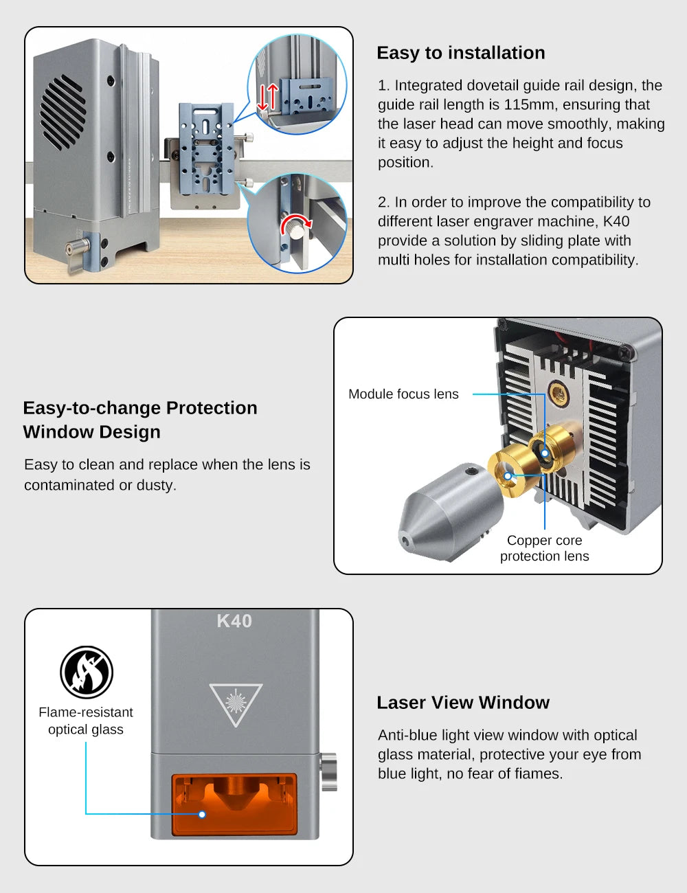 Laser Tree 40W Laser Module With Air Assist For Engravers