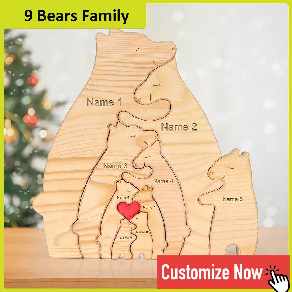 NONEDropshipping Bear Family Wooden Puzzle With Free Engraving Name