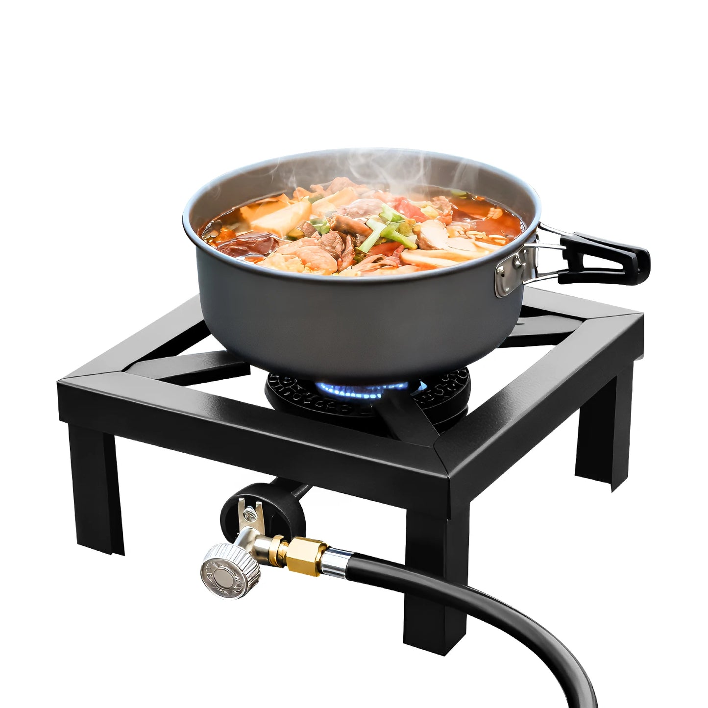 8000W Portable Double Burner Outdoor Gas Stove With 0 To 10 PSI Regulator Hose