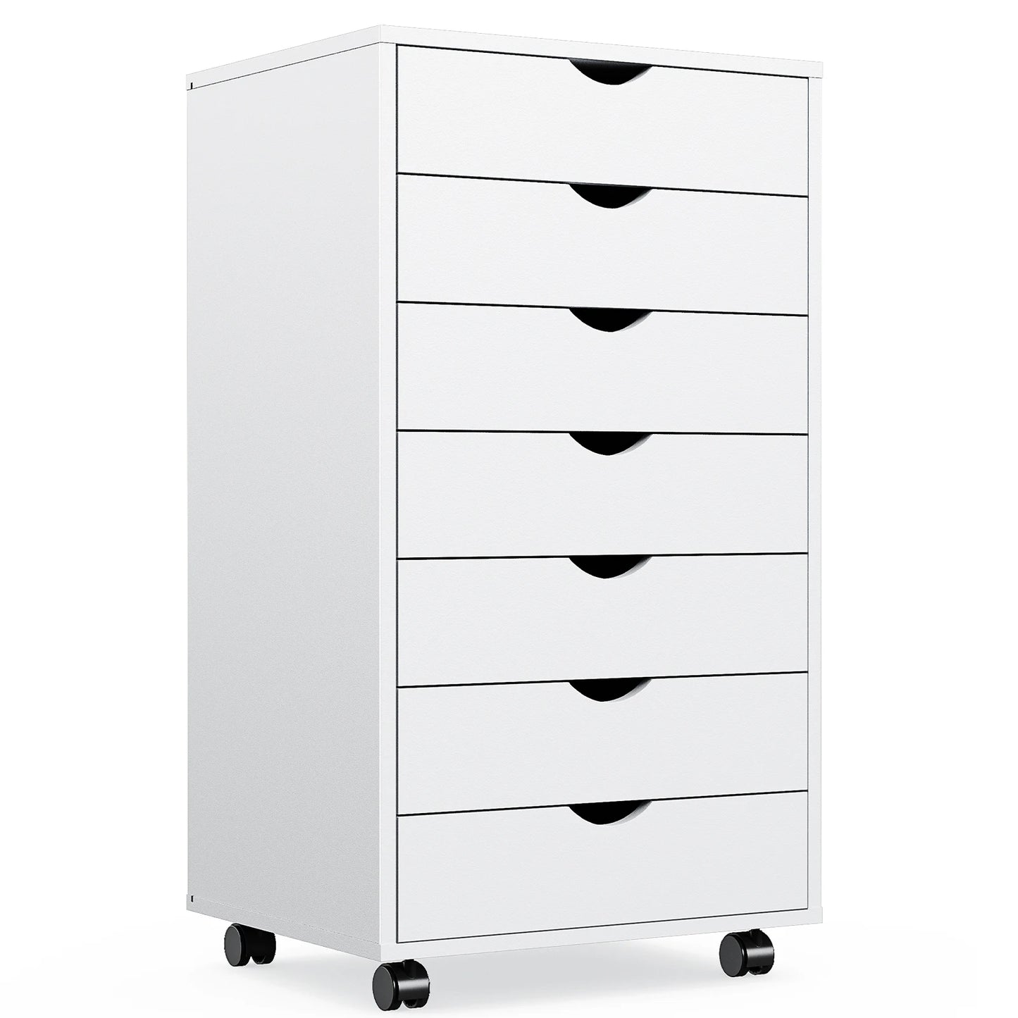 JHK Wooden 7 Drawer Chest Nightstand Storage Cabinet On Wheels