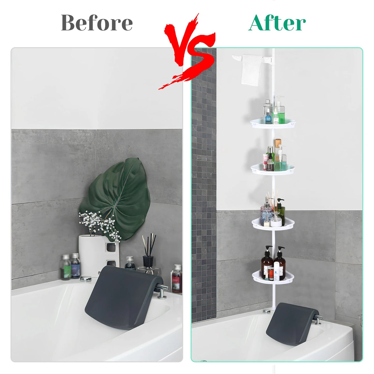 HiMISS Corner Shower Caddy With Tension Pole 4 Tier Organizer