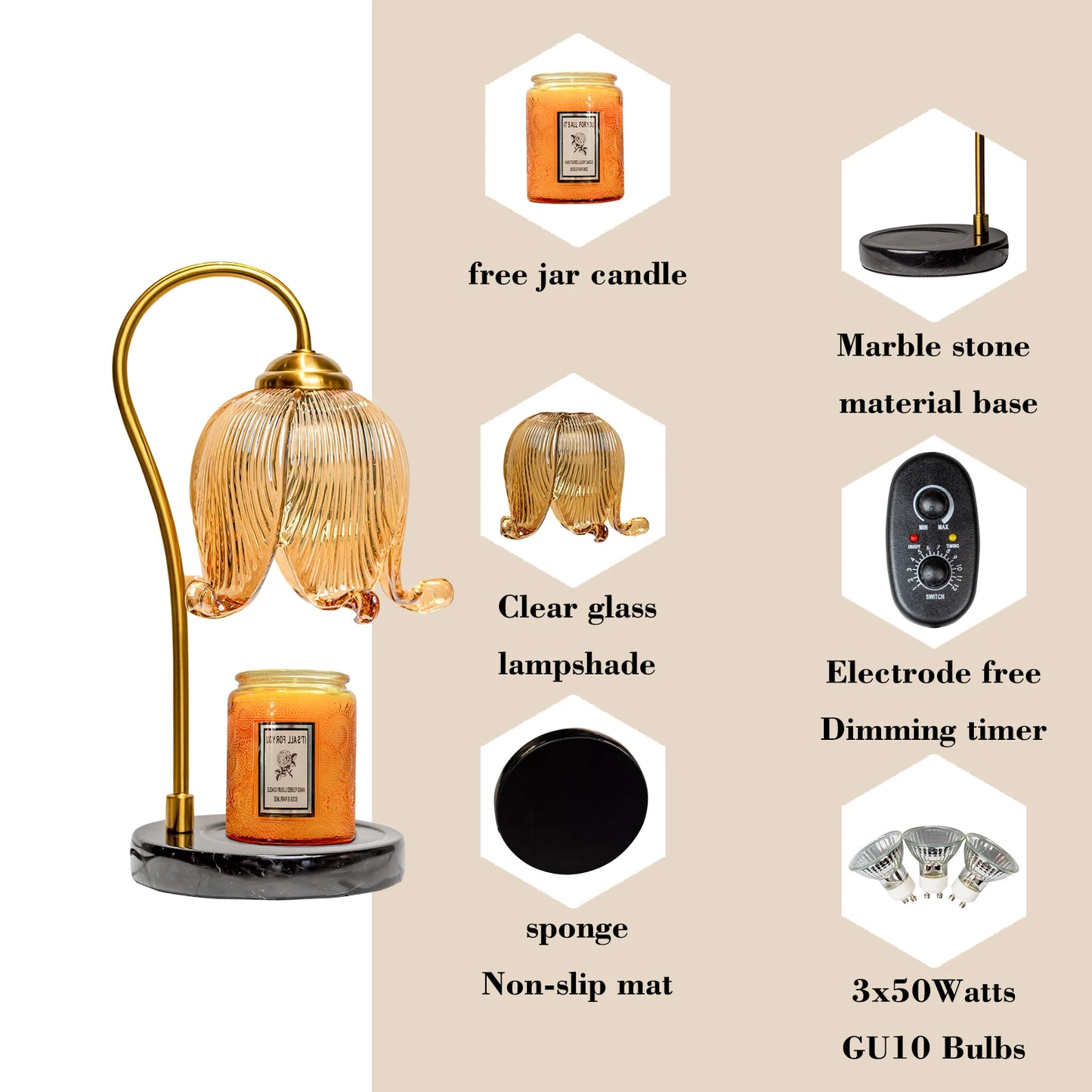 Tulip Flower Warm Candle Lamp Vintage French Retro Night Light