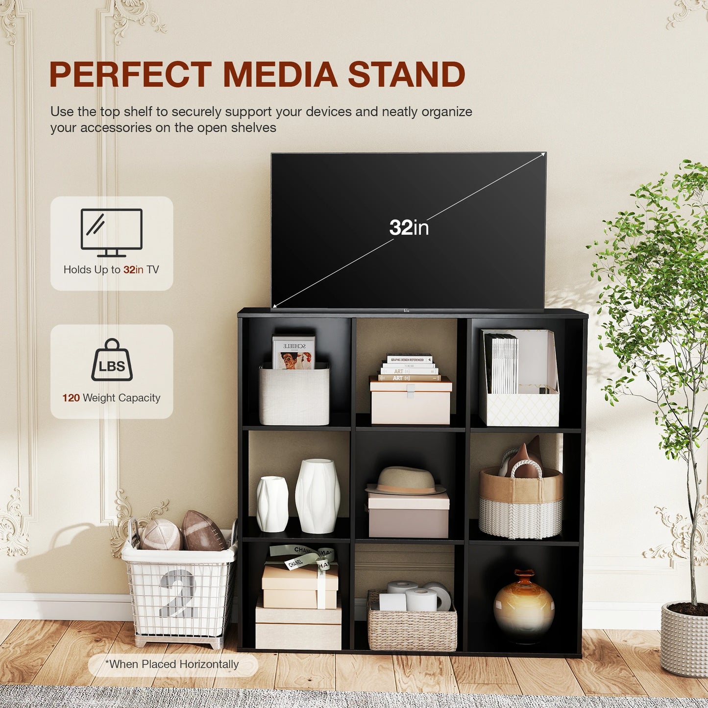 JHK 9 Cube Storage Organizer Open Bookcase For Living Room