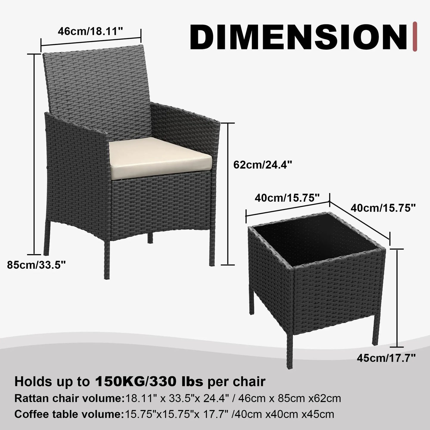 3-Piece Wicker Patio Sofa Set, All-Weather Rattan Conversation Set With Cushions & Glass Coffee Table For Garden, Porch, Lawn