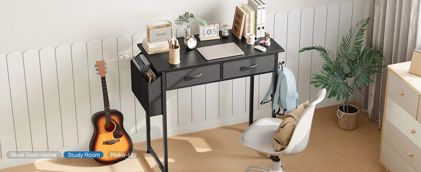 JHK Modern Office Desk Fabric Storage Drawers And Metal Frame