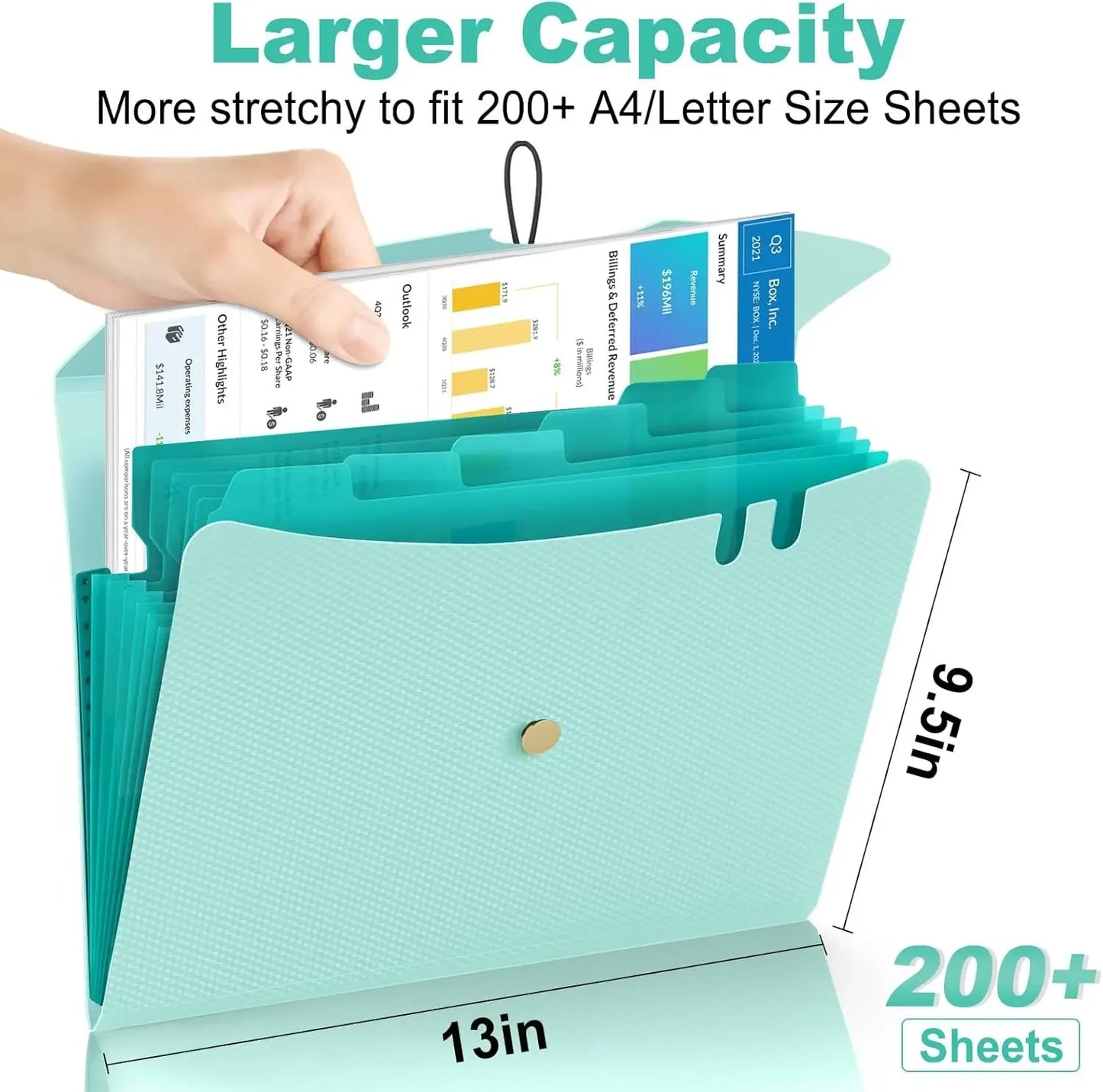 Expandable File Folder With 5 Pockets Polypropylene Organizer Office