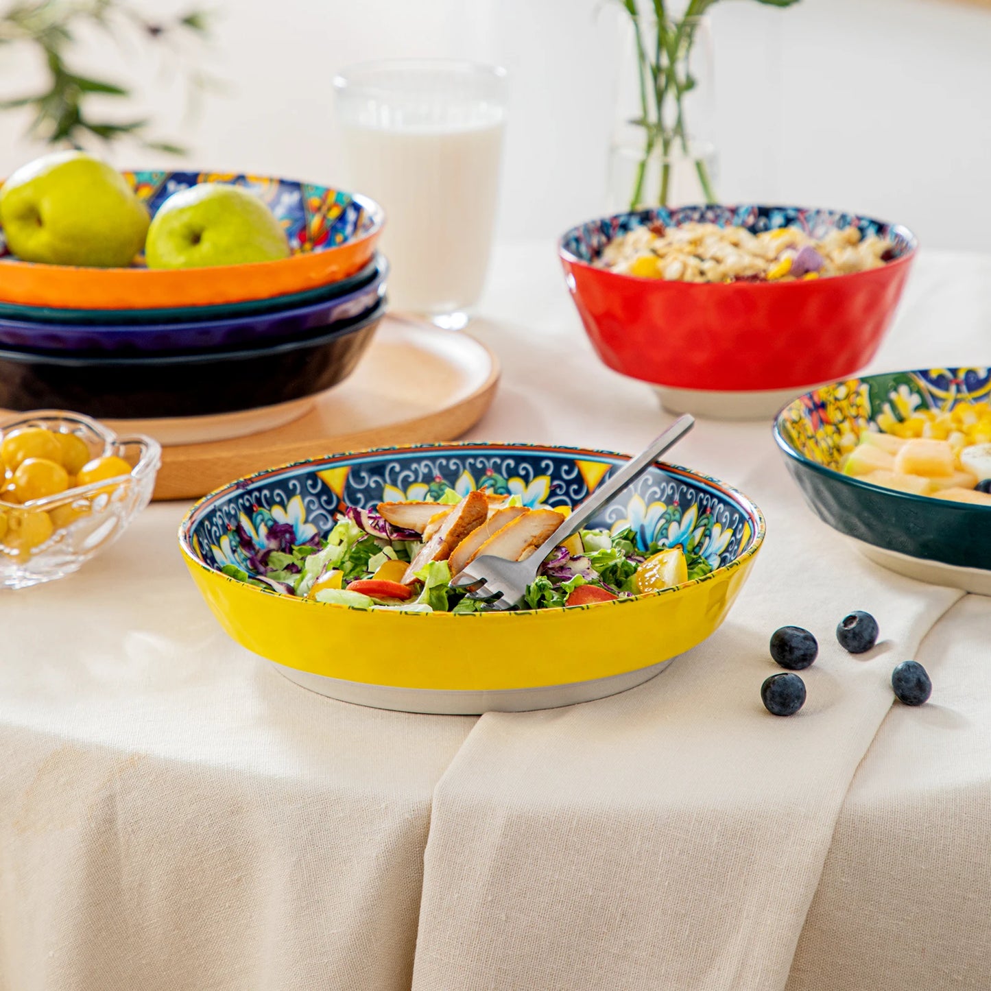 MALACASA Ceramic Dinnerware Set Bohemian Style Tableware for Six