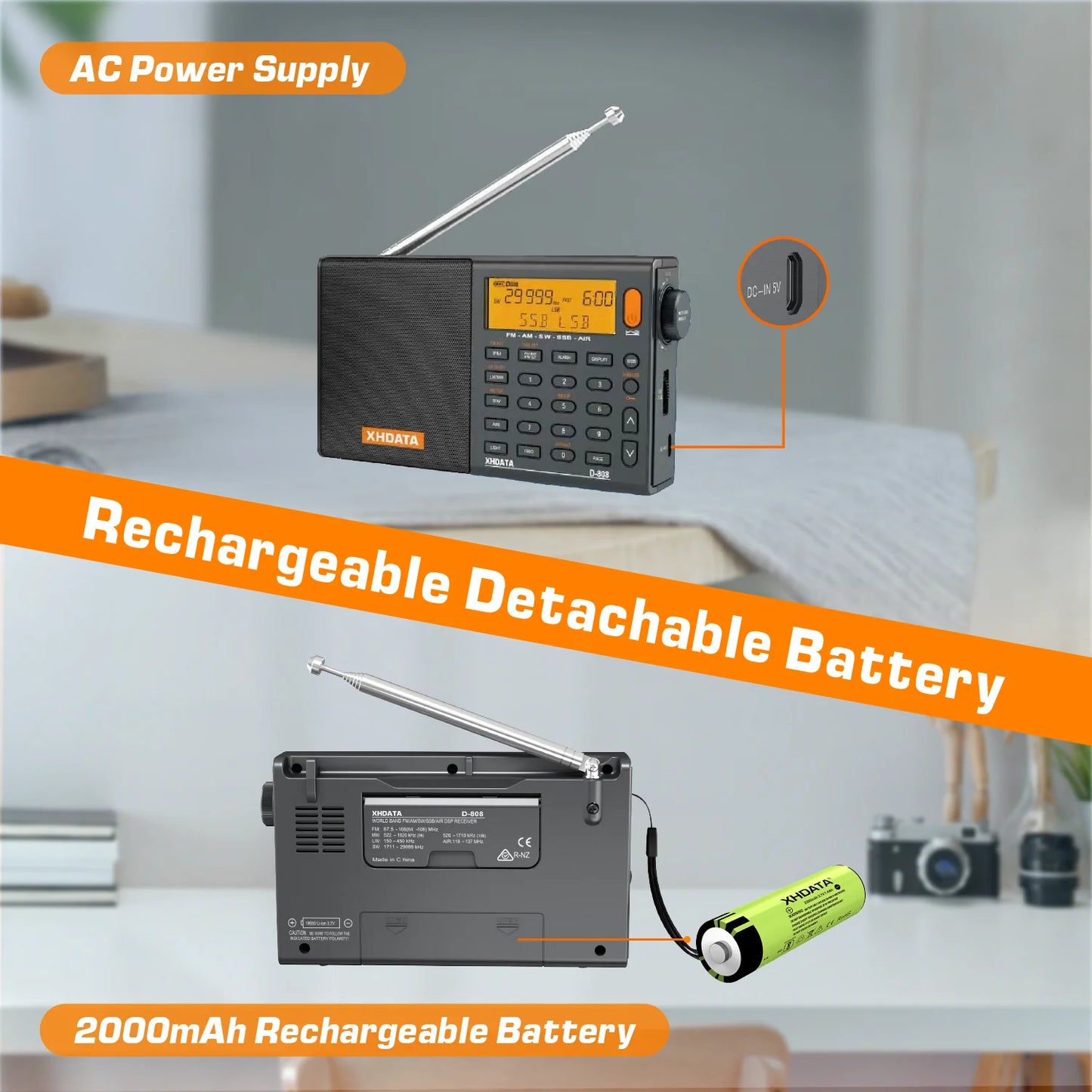 XHDATA D808 Multiband Radio Long Range AM FM SW MW