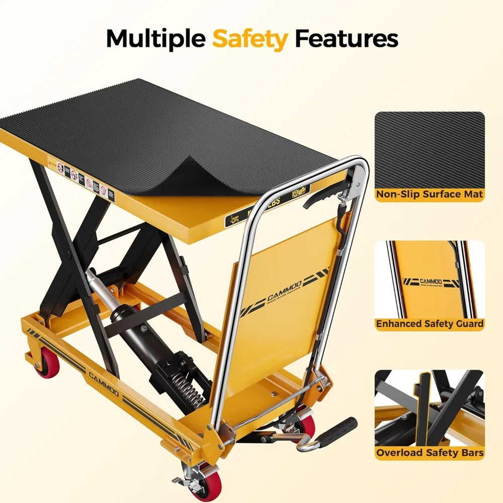 Hydraulic Lift Table Cart 500 Lb With Non Slip Pad