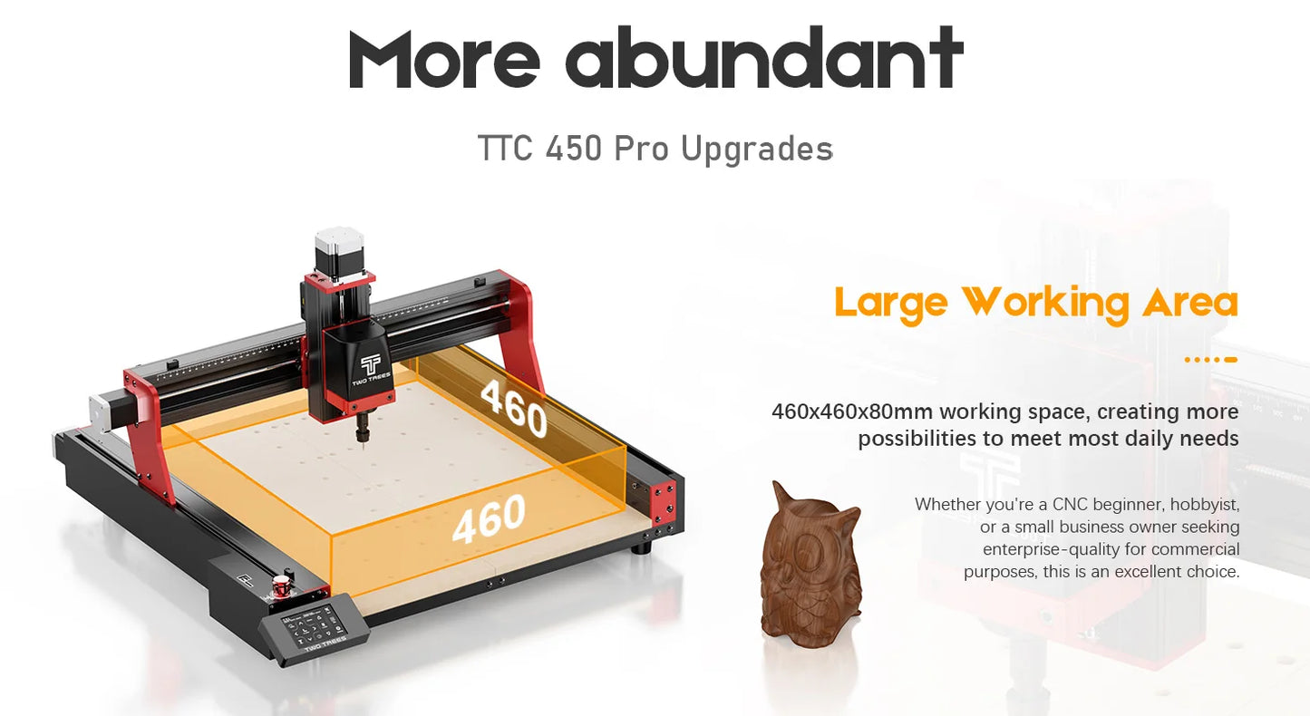 TWOTREES TTC450 Pro CNC Machine 4Axis Metal Cutting Machine For CNC Router Machine And Laser Engraving Cutting Wood GRBL Control