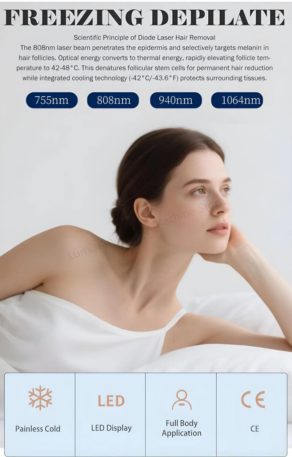 FEMUN 4000W Ice Cooling Diode Laser Hair Removal Device 755 940 1064 808nm
